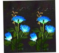 Obelunrp Luci da Fiori solari, 2 Pezzi di Fiori di Rosa Solare Luce con 3 fago