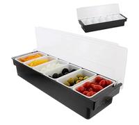 Obelunrp Porta del condimento con 6 scomparti staccabili, ingredienti in plastica Distributore di condimenti, stazione di topping per pizza raffreddato al ghiaccio riutilizzabile per casa, ristorante