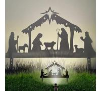 Obelunrp Scena della natività all'aperto, 41x25cm Metal Natity Scene Yard Stake, set impermeabile Silhouette Iron Art per Decorazioni per giardini da giardino di Natale (stile 1)
