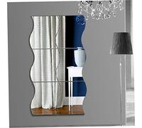 Obelunrp Specchio ondulato, 3D Specchio muro ondulato adesivo argento Specchio ad onda acrilica Specchio ondulato 25 * 30 cm per la sala per la casa pastore 6pcs, specchio a onda acrilica