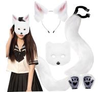 Obelunrp THERIAN CROED FOX COSTUME SET FUNCHE ORECCHI FOPE e PAW THERIAN E MASCHINE PER ALLY BAMBINI PAPERA DI RULE DI RULE, BIANCO, ATTENZIONE, DEI DELL'AMPORA