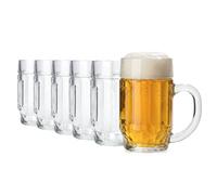 Oberglas DONAU Boccali da Birra Set da 6, 500 ml | Boccale classico con ampio spazio per incisioni | Ideale per Lager, Märzen e Bock | Vetro horeca robusto | Regalo lavabile lavastoviglie casa