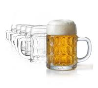 Oberglas Kaiser Boccali da birra con poggiapollice 300 ml, set da 6 | Boccali con manico per Helles e Märzen, vetro robusto per la ristorazione, lavabili in lavastoviglie