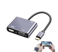 Obesntln Adattatore USB,Adattatore per porta USB multipla | Hub caricabatterie 4 in 1 Tipo C a VGA USB 3.0 PD,Splitter USB per tablet, lettore di giochi, laptop, conferenze,