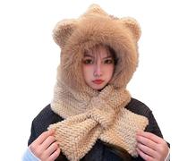 Obesntln Cappello da coniglio, cappello da orso adulto | Cappello dell'orecchio del coniglio Cappello invernale carino Sciarpa dell'orso,Cappello di peluche, costume dell'orso per la famiglia, gli