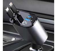 OBEST 100W accendisigari USB retrattile caricabatteria da auto Mini caricabatteria da auto MultiPort compatibile con cavo USB C, cavo Lightning con iPhone/Galaxy/Sumsang/Google Pixel/Huawei