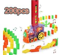OBEST 200pcs Domino Electric Train, con luci e Musica Gioco di distribuzione Automatica dei Rally, Giocattolo educativo per la Prima Infanzia Adatto a Bambini di età Superiore a 3 Anni