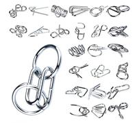 OBEST 24 Pezzi Set di Rompicapo in Metallo, Puzzle Game, 3D Giochi di Sblocco, Gioco Educativo, Test di Pazienza Intellettuale, Regalo di Natale Regali di Sfida per Bambini e Adulti