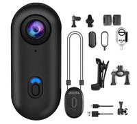 OBEST Action Cam,1080p HD fotocamera subacquea Sportiva 30M/98ft Impermeabile,Mini Action Cam 360° con TF da 256G,Telecamera Moto Portatile,Bodycam,Vlog Camera,Telecamera Casco Moto,Nero