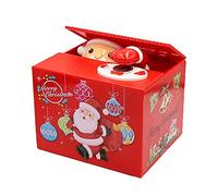 OBEST Babbo Natale Salvadanaio,Cartone Animato Che Ruba Soldi,Gatto Avido,Salvadanaio Automatico con Musica Elettrica (Rosso)