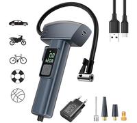 OBEST Compressore Aria Portatile Auto,150PSI Pompa Elettrica per Bicicletta con 4 Ugelli,Led,Rompivetri, Tagliacorde, Batterie Esterne,Pompa Elettrica per Auto/Bici/Moto/Scooter/Pallone