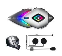 OBEST Cuffia Bluetooth per casco da moto, cuffia multifunzione per bicicletta, luci colorate RGB, altoparlante per cuffia da moto V5.4