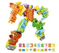 OBEST Dinosauro Robot Giocattoli Trasformabili, 20 Pezzi 0-9 Numeri Aritmetici e Simboli Giocattoli di Trasformatore, Dinosauro/Numero/Robot Assemblati Blocchi Educativi per Bambini dai 6+ Anni
