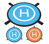 OBEST Drone Landing Pad, 75 cm, portatile, pieghevole, luce notturna fluorescente, design blu arancione, con protezione antiscivolo e tasca di registrazione