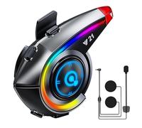 OBEST Interfono Moto, Auricolare Casco Moto Bluetooth 5.4 con Radio FM,Luci RGB, luci SOS, Autonomia Fino a 18 Ore,Collega 2 Telefoni cellulari,Interfono-Moto-Comunicazione-Casco-Auricolare