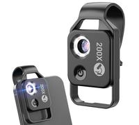 OBEST Microscopio per Smartphone con Clip per Telefono,200X HD Microscopio Digitale con CPL Lente e Luce LED,Microscoplo Elettronico Compatibile con IPhone e Telefoni Cellulari Android (nero)