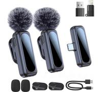 OBEST Mini microfono, microfono Lavalier wireless per iPhone, iPad e Android per streaming, registrazioni video, interviste, vlog con riduzione del rumore, auto-accoppiamento, muto e riverbero