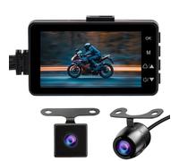 OBEST Motorrad Doppelkamera System,schermo LCD da 3 pollici 720P + 480P, -20 ℃ ~ 70 ℃ temperatura di funzionamento,Motorrad Camera Doppia Traccia Anteriore e Posteriore,Doppia Action Camera Video