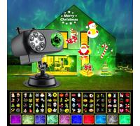 OBEST Proiettore LED Luci di Natale, 2 in 1 Esterni ed Interni Impermeabile per Halloween, Fiocchi di Neve con 10 Foglio 80 HD Motivi 10 Effetti Ondulati per Natale, Feste