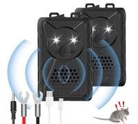 OBEST Repellente Topi per Auto, 2 Pezzi Repellente Martore Auto con Flash, Ultrasuoni per Topi a Batteria, Anti Faine, Donnole, Roditori, Dissuasore per Martore Garage, Casa, Giardino