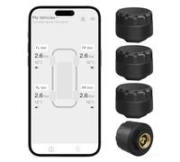 OBEST Sistema di Controllo della Pressione degli Pneumatici TPMS con App, Bluetooth Intelligente Sistema con 4 Sensori Esterni, Wireless e Rilevatore di Temperatura, Supporta iOS e Android
