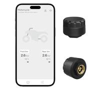OBEST Sistema di Controllo della Pressione degli Pneumatici TPMS con App, Moto Bluetooth Intelligente Sistema con 2 Sensori Esterni, Wireless e Rilevatore di Temperatura Moto, Supporta iOS e Android