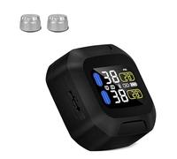 OBEST Sistema di monitoraggio della pressione degli pneumatici TPMS con 2 sensori esterni argentati, tester della temperatura degli pneumatici senza fili, display LCD, sistema di allarme per auto,