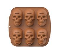 OBEST Stampo in silicone a forma di teschio, 6 pezzi, con teschio, in silicone, decorazioni fai da te, per Halloween, compleanni, feste, whisky, cocktail, succhi di cioccolato, caramelle e sapone