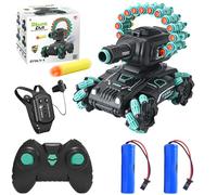 OBEST Telecomandata Macchina RC Carro Armato Auto, 4WD RC Spray Serbatoio Auto, Girevole a 360° Giocattolo Telecomandata con Sensore di Gesto per Bambini, Freccette Motorizzate, Compatibile Dardo Nerf