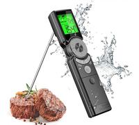 OBEST Termometro Cucina,Intelligente Termometro Barbecue Avviso di Alta Temperatura con Timer,Sonda Pieghevole,Display Retroilluminato a Tre Colori,Termometri Per Alimenti Carne per Forno, Grigliate