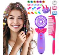 OBEST Treccine Magiche & Set Accessori per Capelli Brillantini per Bambina,Macchina per Treccine Capelli,Hair Braider e Accessori Intreccia Capelli, Ideale Come Regalo per Ragazze(Viola)