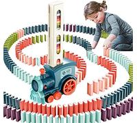 OBEST Treno del Domino, 180 PCS Blocchi Elettrico, Automatico Distribuzione Locomotiva, Giocattolo Educativo Regalo per Ragazze e Ragazzi dai 3 Anni in Su