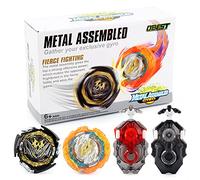 OBEST Trottole da Battaglia con Launcher, 2 Pezzi di Metallo Battle Turbo Gyro Spinner e 2 Set di Lanciatori, Giocattoli Regali per Bambini