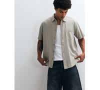 Obey - Bigwig Ian - Camicia a maniche corte verde salvia a righe-Marrone S