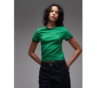 Obey - Duvall - T-shirt a maniche corte verde con bordi a contrasto M