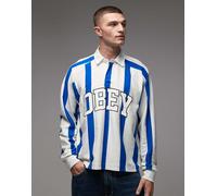 Obey - Landon - Polo da calcio bianca e blu a righe-Multicolore 2XL