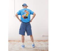 Obey - T-shirt verde-azzurro scuro con logo e grafica "Obey Studios"-Blu M