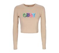 Obey, ,Tops ,Donna ,Beige ,S Manica Lunga Cropped Tee Bubble Mia