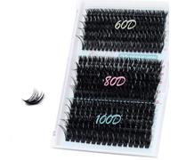 Obeyalash 60D+80D+100D Fluffy Extension Ciglia D Curl Individual Eyelashes DIY Volume Extension Thick Lashes Clusters 275pcs Russian Eyelash Clusters 10-18mm Eyelashes Individual at Home