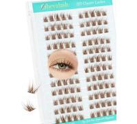 Obeyalash Brown Extension Ciglia Cluster Lashes Ciuffetti Ciglia Finte Thin Band Natural Individual Lashes C Curl 7-12mm Eyelash Clusters Volume 120pcs DIY At Home Lightweight