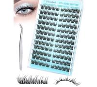 Obeyalash Ciglia a Ciuffetti Fox Eye, Extension Ciglia Individuali 120PCS, Cat Eye Cluster Lashes Curvatura C Spiky Manga Fox Eye Lashes Cluster DIY Kit Fai da Te con Pinzette (M1)