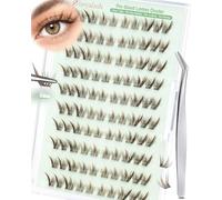 Obeyalash Ciglia autoadesive marroni Fox Eye Press-On a grappolo C Curl Brown Cluster Lashes Fox Eye senza colla, extension per ciglia fai da te con pinzette (G-JWT)