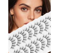 Obeyalash Ciglia finte Manga Naturale 3D Ciglia finte Mink Fluffy Occhio di gatto Reutilizzabile Cat Eye Fake Lashes 11-14mm 10 Coppie per un look leggero quotidiano (Manga02)