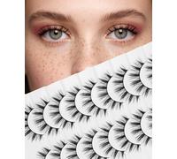 Obeyalash Ciglia finte Manga Naturale 3D Ciglia finte Mink Fluffy Occhio di gatto Ripetibile Cat Eye Fake Lashes 7-12mm 10 Coppie per un look leggero quotidiano (Manga01)