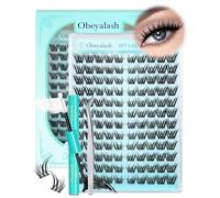 Obeyalash Kit Extension Ciglia Fox Eye 120PCS, Ciglia a Ciuffetti Curvatura C con Lash Bond & Seal e Pinzette, Lunga Tenuta, DIY Effetto Cat Eye Lashes Cluster (KIT-3)
