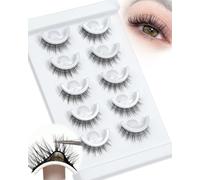 Obeyalash Manga Ciglia Finte Press And Go Stick On Lashes Glueless 10mm Reusable Adhesive Eyelashes Natural Look No Glue Needed 5 Pairs Short Lashes Soft and Comfortable (D02)