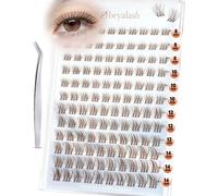 Obeyalash Marroni Cluster Ciglie Naturali C-Curl Wispy Ciuffetti Ciglia Finte Nastro Trasparente 120 Pezzi Extensioni Ciglie DIY 8mm 10mm 12mm 14mm con Pinzette (J-015-Marroni)