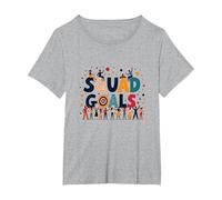 Obiettivi della Squadra: Motivazione del Lavoro di Squadra Maglietta, Donna Plus-Size, Grigio Melange, 2X