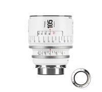 Obiettivo cinematografico manuale professionale full frame 7artisans 105 mm T2.1 serie Infinte, compatibile con attacco PL per fotografia e riprese video, bianco