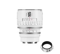 Obiettivo cinematografico manuale professionale full frame 7artisans 105 mm T2.1 serie Infinte, compatibile con attacco EF per fotografia e riprese video, bianco